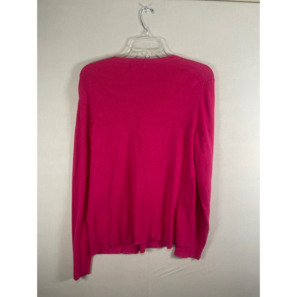 Calvin Klein Womens Hot Pink Twisted Front Long Sleeve Knit Top Size Large - Picture 3 of 7